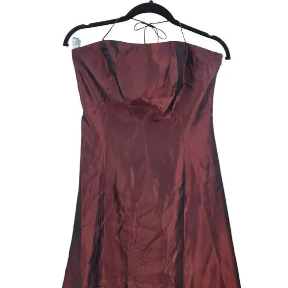 Vintage 90's Cache Gown 6 Oxblood Maroon Halter Backless Knotted Waist Aline USA - Picture 12 of 17